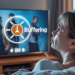 Person frustrated with IPTV Subscription TV buffering issue while trying to watch on a smart TV